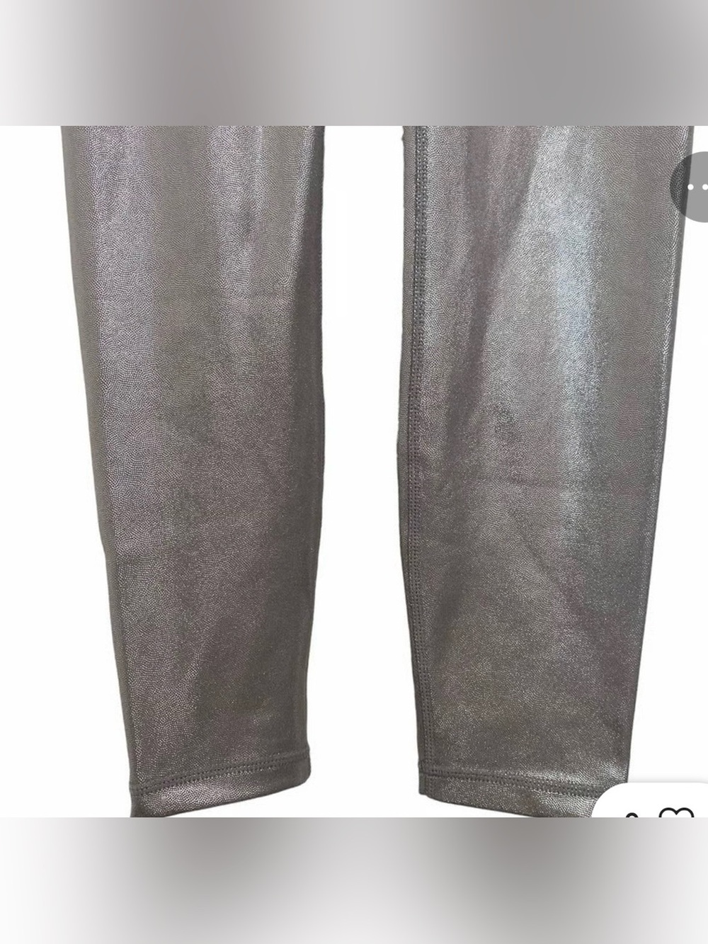 “ALLFENIX” Chrome/silver METALLIC, HI-WAIST, supportive leggings; MED 8/10, 25” - Picture 3 of 6